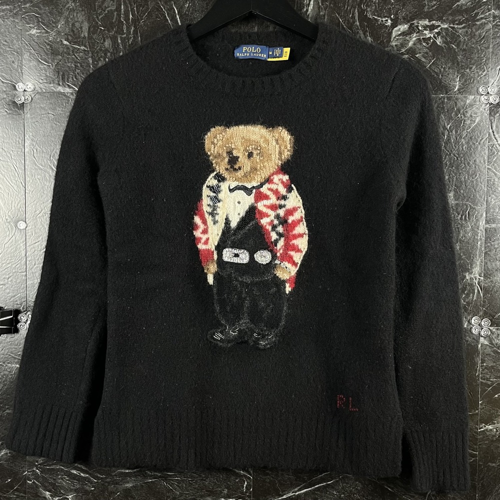 Polo Ralph Lauren Women's Tuxedo Polo Bear Wool Cashmere Sweater Fits Small